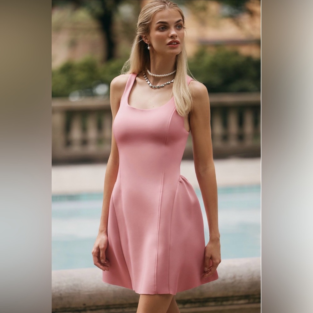 NWT Maeve Sleeveless Seamed Fit & Flare Mini Dress in Pink Drink Size M - Picture 2 of 9